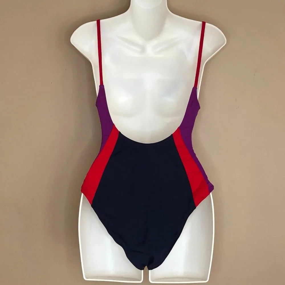 Sundry Anthropologie Colorblock One Piece Swim Suit Size Large 3 Bathing Suit - Picture 10 of 16